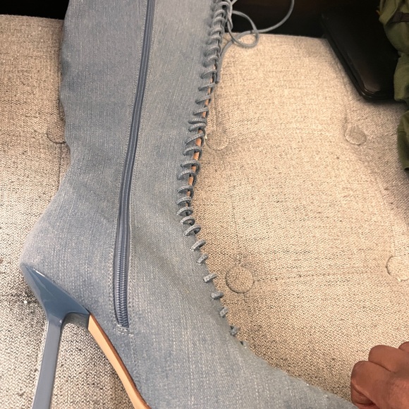 Stylish light denim Lace-Up Women's Boots - Picture 6 of 9